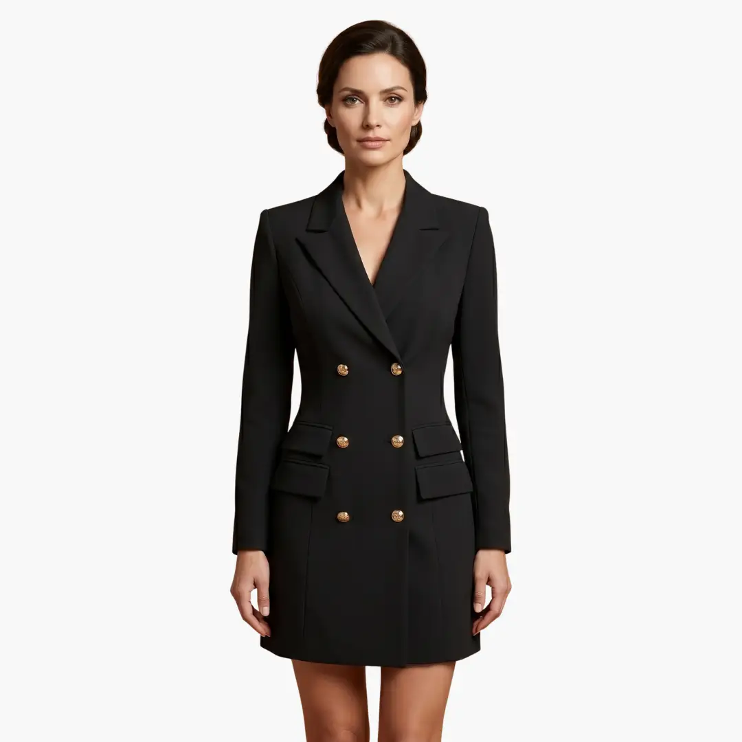 Inés | Blazerkleid für Damen mit Revers und doppelter Knopfleiste  