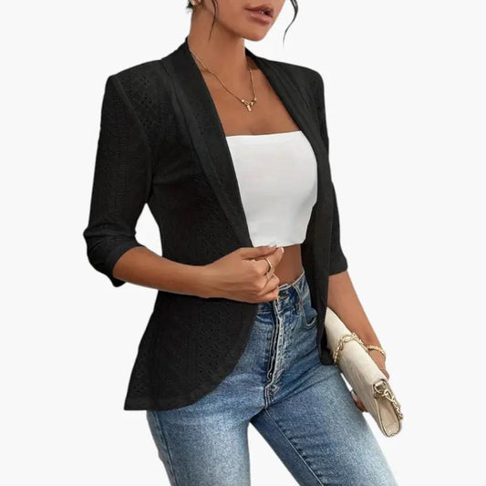 Yolanda | Chaqueta para mujer con frente abierto y cuello chal