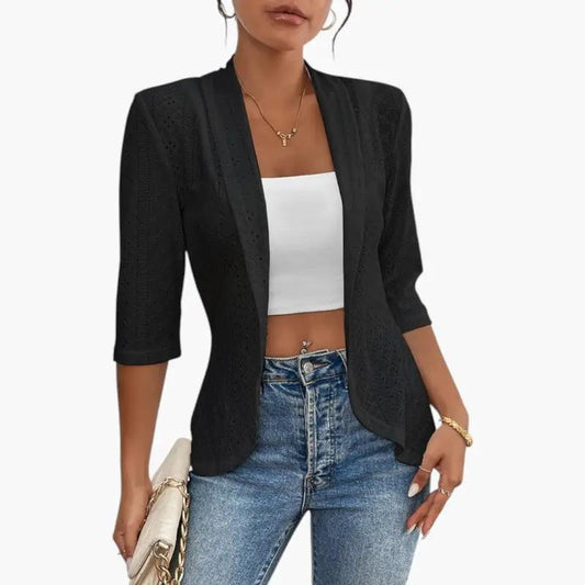 Yolanda | Chaqueta para mujer con frente abierto y cuello chal