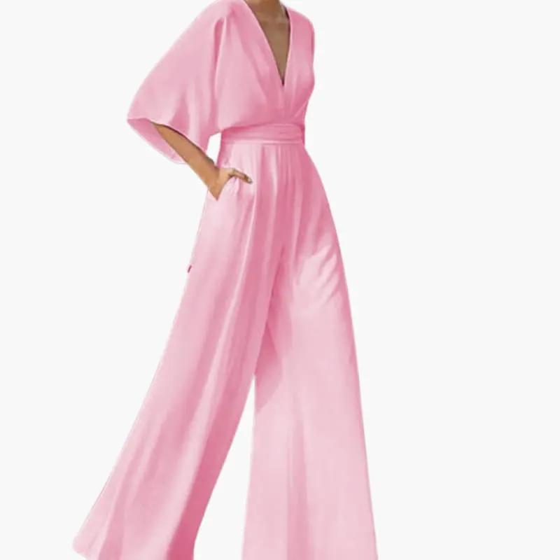 Guadalupe | Mono de boda para mujer con cuello en V y mangas cortas