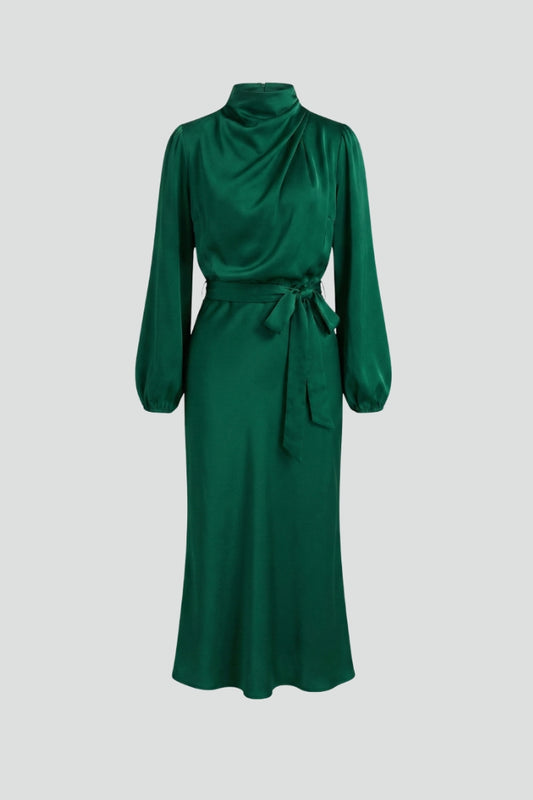 Dafne | Vestido midi de mujer con cuello alto y manga larga