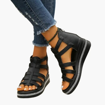 Ofelia | Sandalias para mujer con tiras ajustables y pedrería