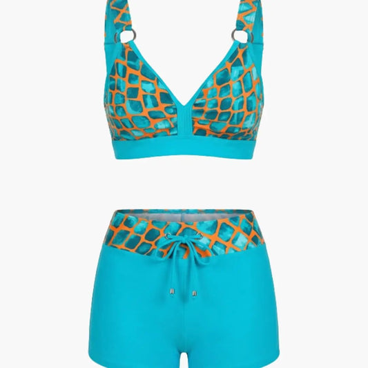 Laura | Conjunto bikini para mujer con rayas y shorts