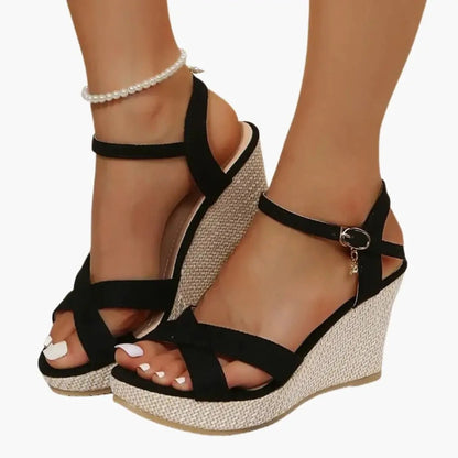 Rosario | Sandalias de cuña para mujer con hebilla y plantilla acolchada