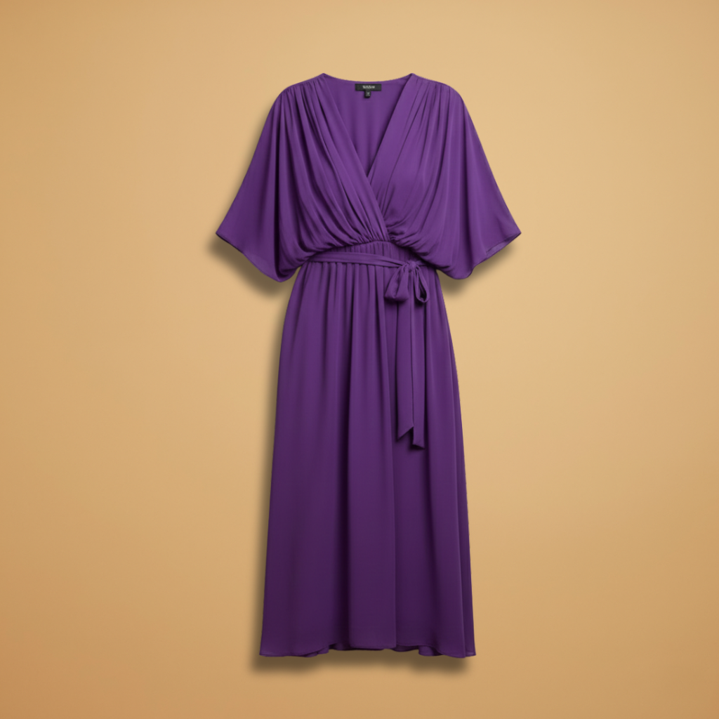 Angela | Vestido de gasa para mujer con cuello en V y vuelo