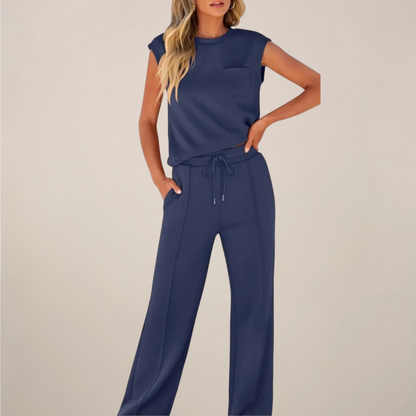 Eulogia | Zweiteiliges Frühlingsset für Damen mit Hose und verstellbarem Kordelzug  