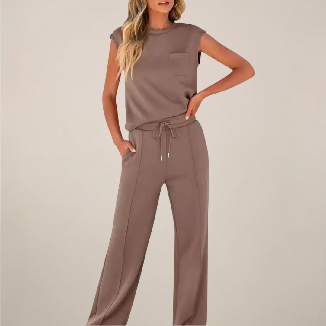 Eulogia | Zweiteiliges Frühlingsset für Damen mit Hose und verstellbarem Kordelzug  