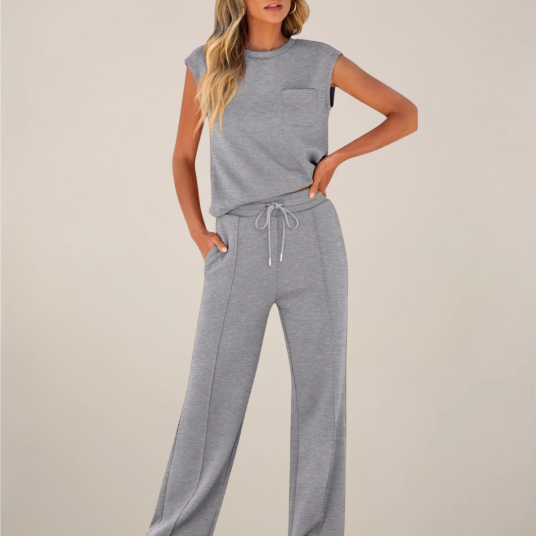 Eulogia | Zweiteiliges Frühlingsset für Damen mit Hose und verstellbarem Kordelzug  