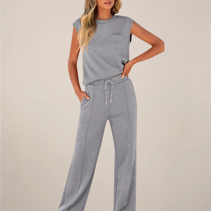 Eulogia | Zweiteiliges Frühlingsset für Damen mit Hose und verstellbarem Kordelzug  