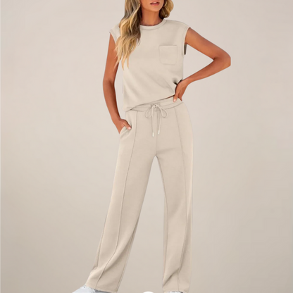 Eulogia | Zweiteiliges Frühlingsset für Damen mit Hose und verstellbarem Kordelzug  