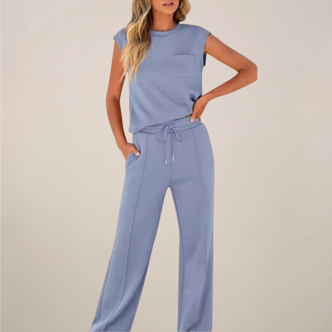 Eulogia | Zweiteiliges Frühlingsset für Damen mit Hose und verstellbarem Kordelzug  