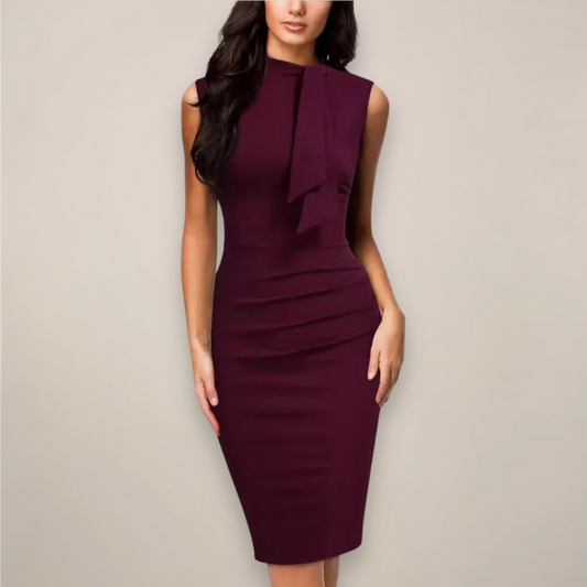 Gloria | Vestido midi elegante para mujer sin mangas con lazo