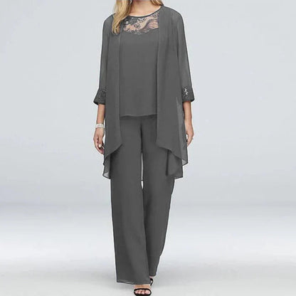 Zoraida | Conjunto de primavera de tres piezas para mujer con pantalón ancho