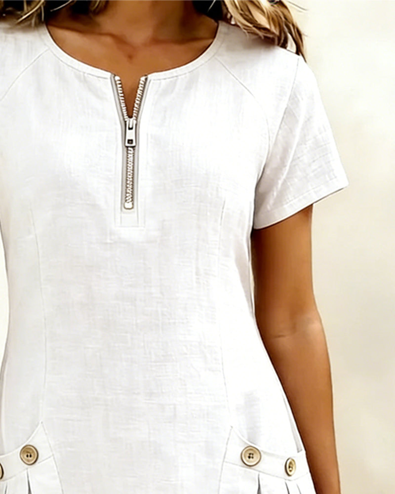 Renira | Vestido recto para mujer con cremallera y bolsillos