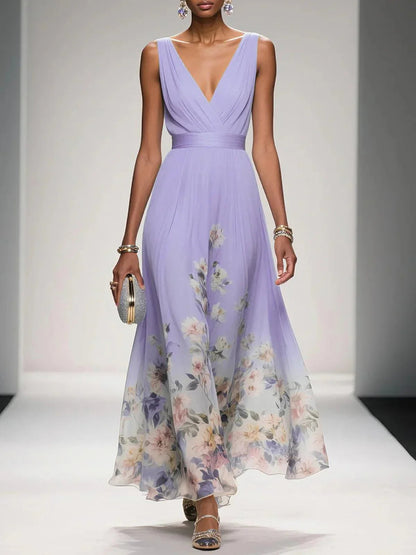 Umara | Floral print chiffon maxi summer dress