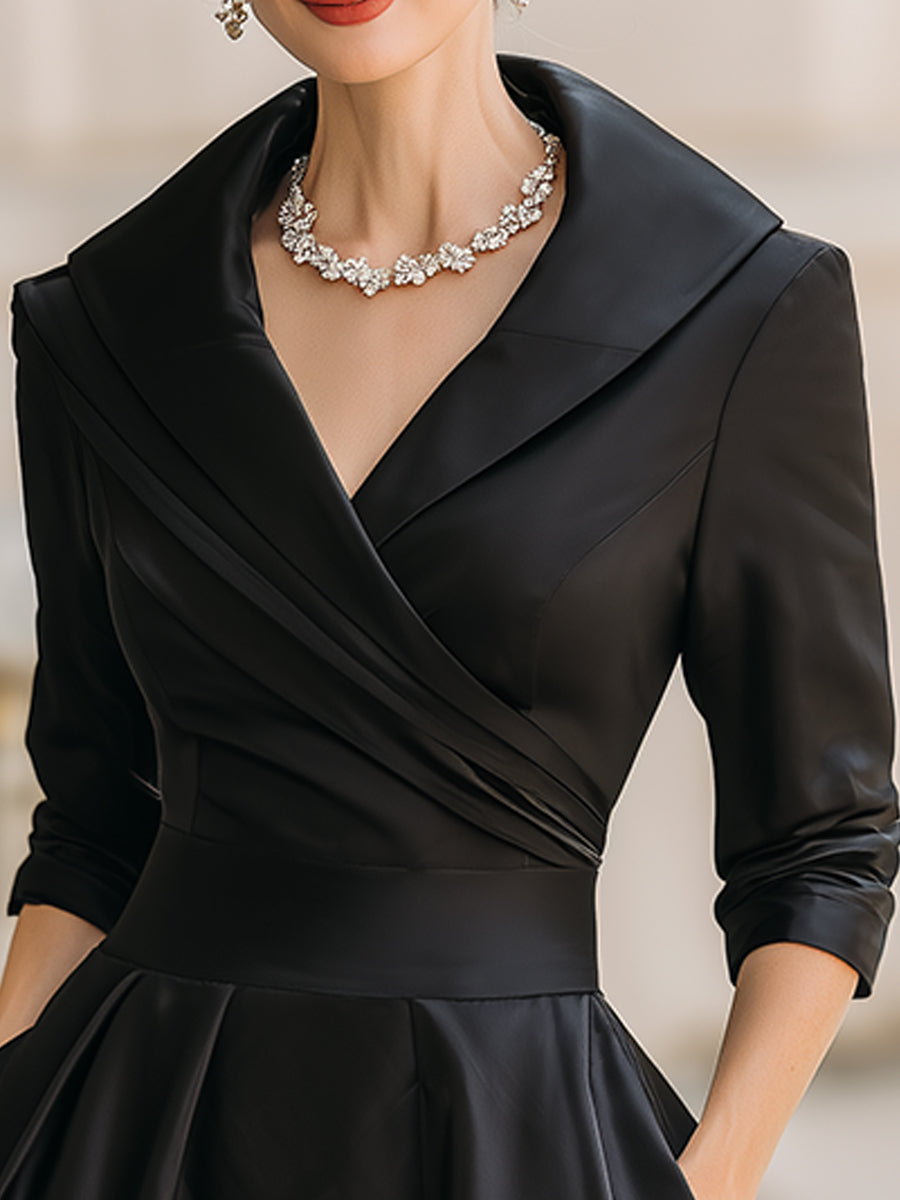 Aroa | Elegantes, überkreuztes Midi-Kleid mit V-Ausschnitt für Damen  