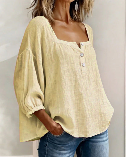 Lurea | Blusa para mujer con escote cuadrado y botones