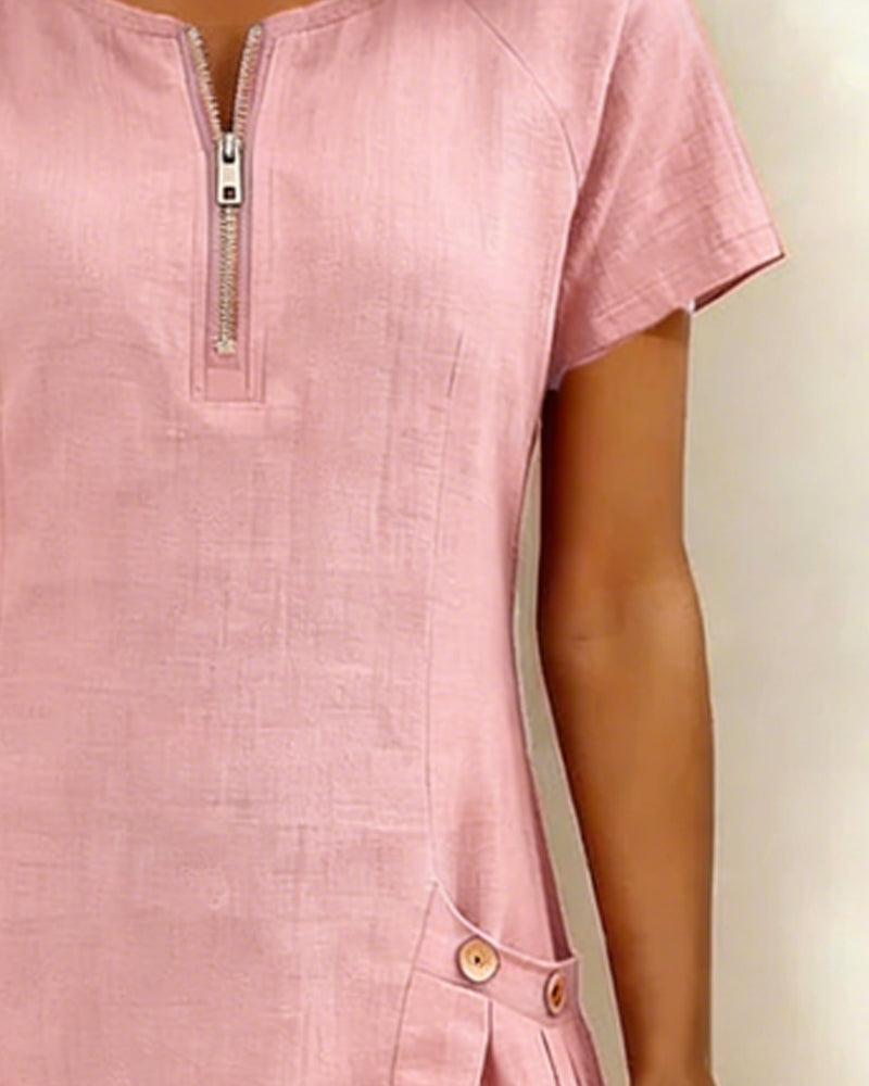 Renira | Vestido recto para mujer con cremallera y bolsillos