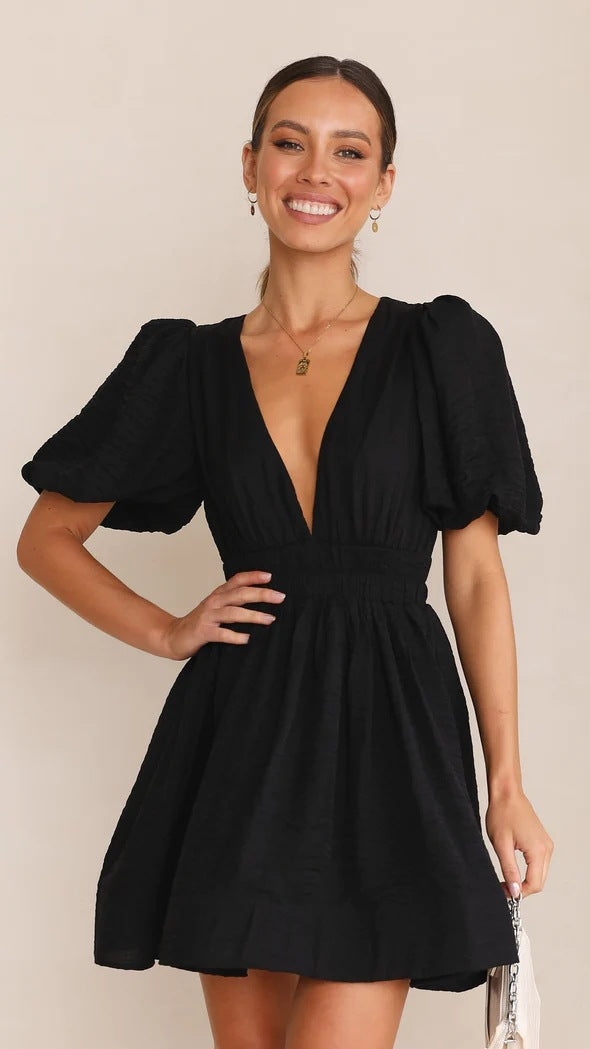 Darsela | Robe courte de printemps à manches bouffantes pour femme