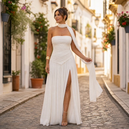 Ella | Women's asymmetrical strapless maxi dress