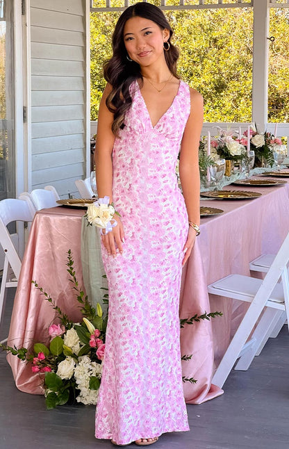 Abigaela | Vestido de boda con estampado floral y escote en V para mujer