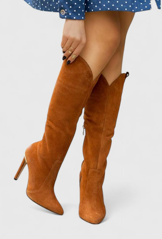 Amparo | Botas altas clásicas de mujer para primavera con puntera puntiaguda