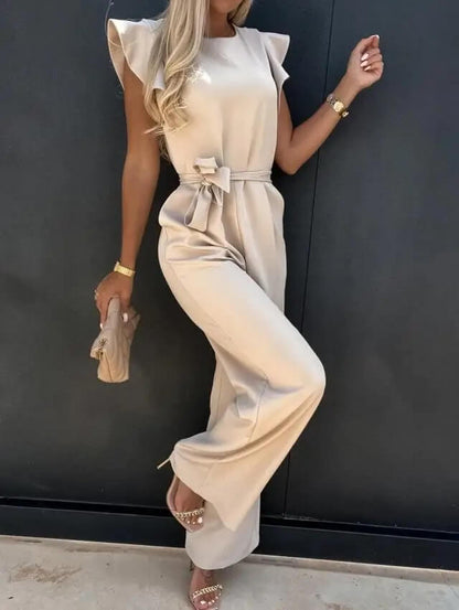 Yessica | Mono elegante para mujer con pantalón ancho y cinturón estilizador | Sofisticado