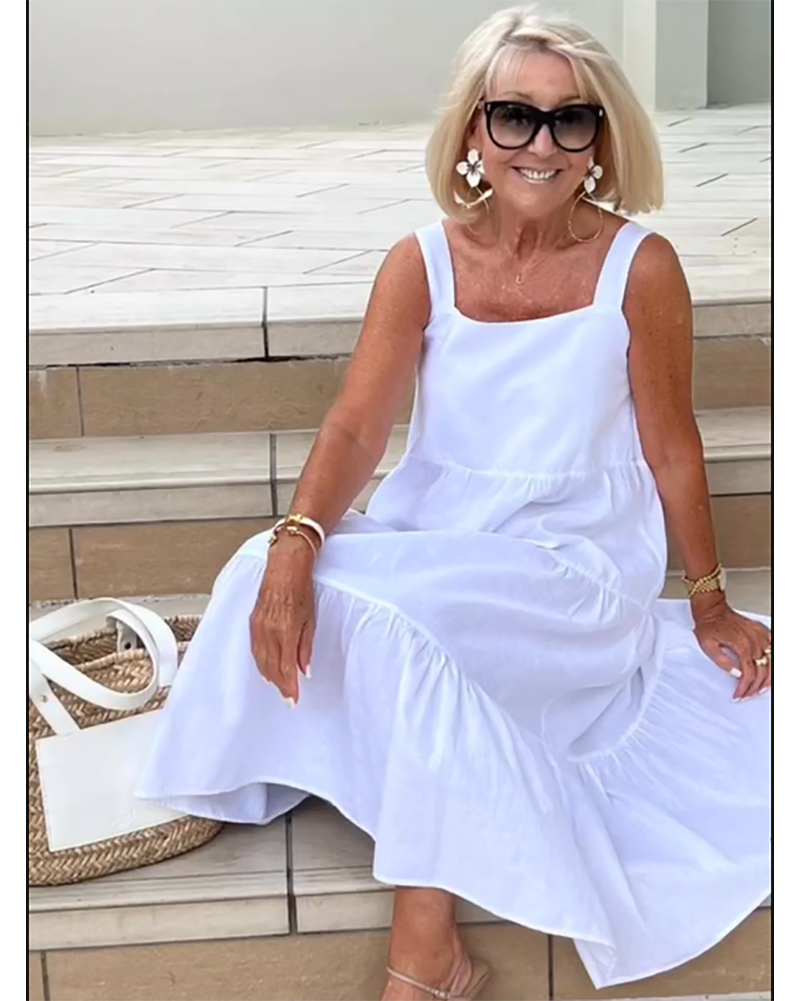 Julia | Vestido maxi para mujer sin mangas con capas y corte suelto