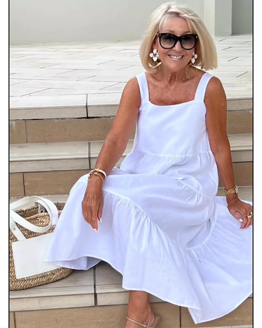 Julia | Vestido maxi para mujer sin mangas con capas y corte suelto