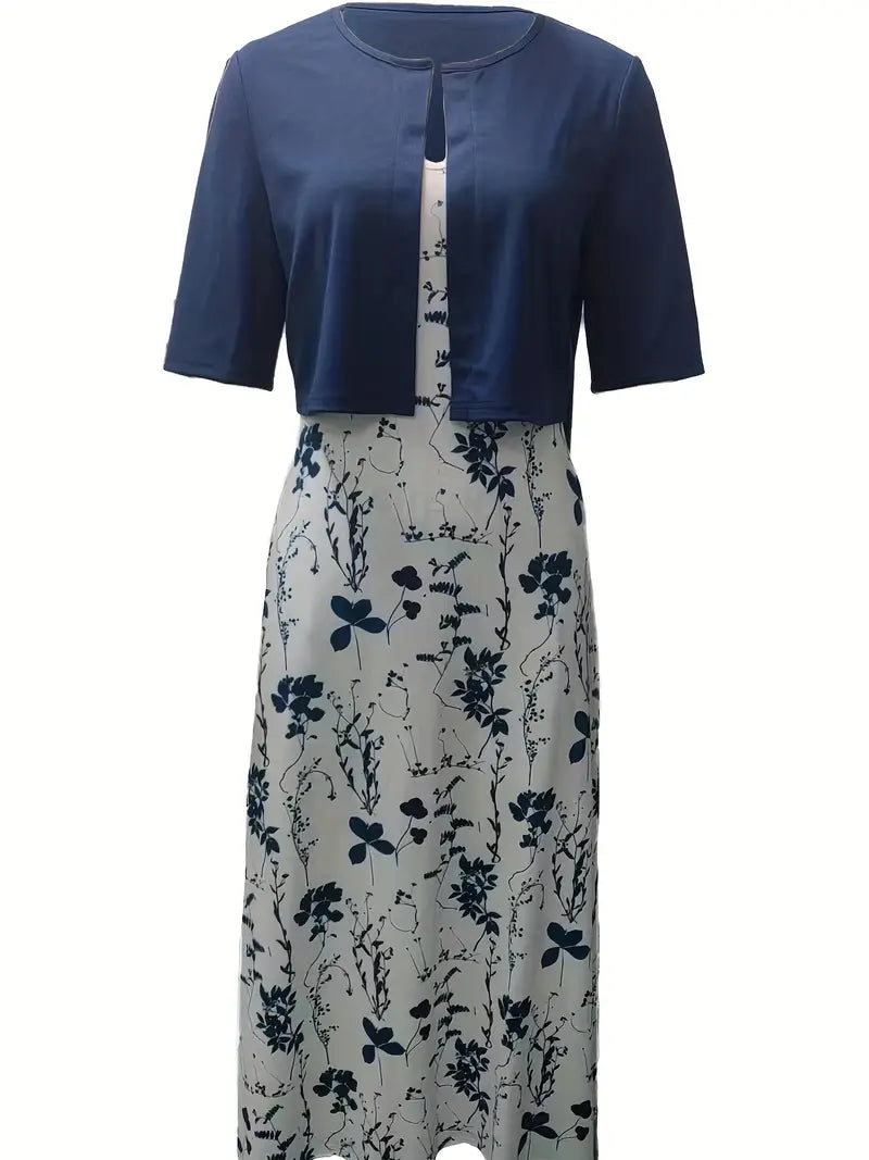 Sofía | Midikleid für Damen mit Blumenmuster und Jacke  
