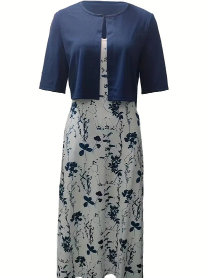 Sofía | Midikleid für Damen mit Blumenmuster und Jacke  