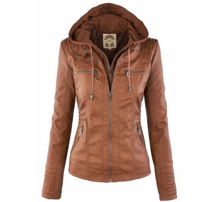 Blanca | Chaqueta biker para mujer con capucha desmontable