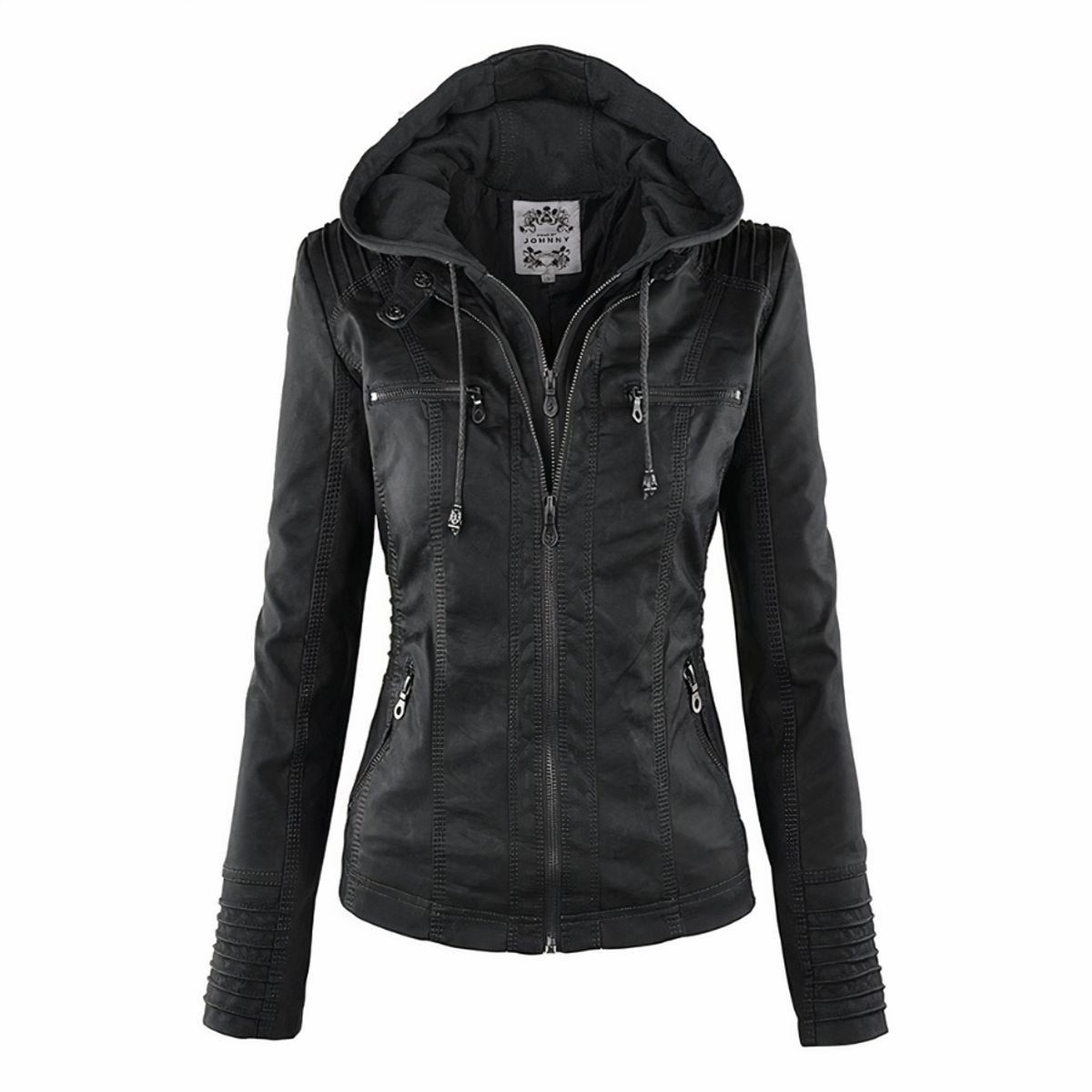 Blanca | Chaqueta biker para mujer con capucha desmontable