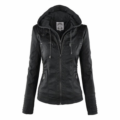 Blanca | Chaqueta biker para mujer con capucha desmontable