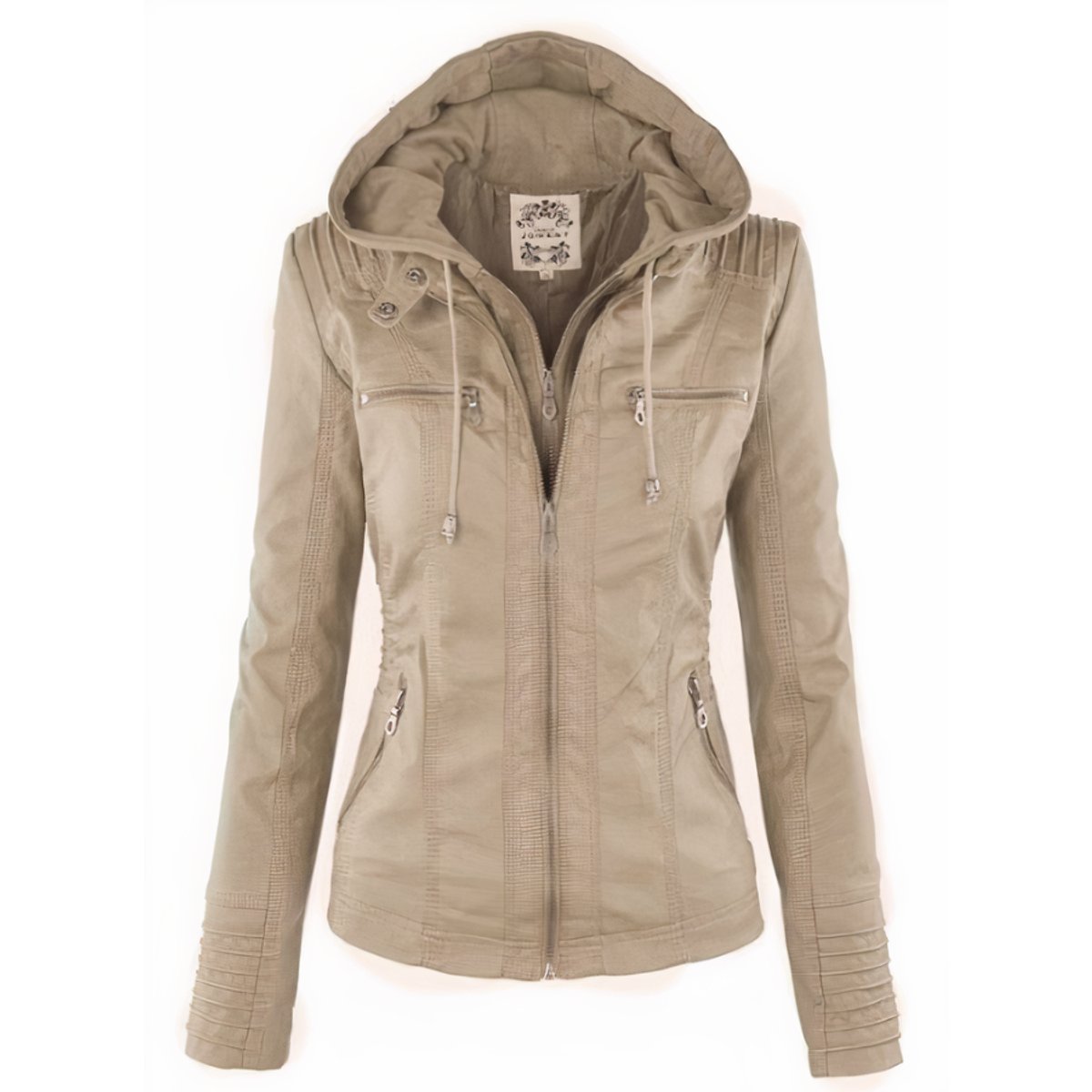 Blanca | Chaqueta biker para mujer con capucha desmontable