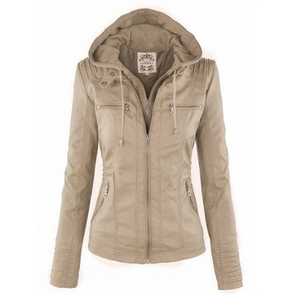 Blanca | Chaqueta biker para mujer con capucha desmontable