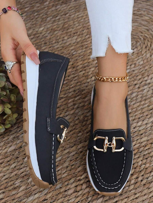 Marcela | Mocasines ortopédicos para mujer con detalle dorado