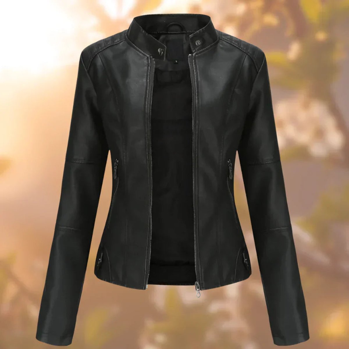 Abril | Chaqueta biker para mujer de polipiel con cremallera