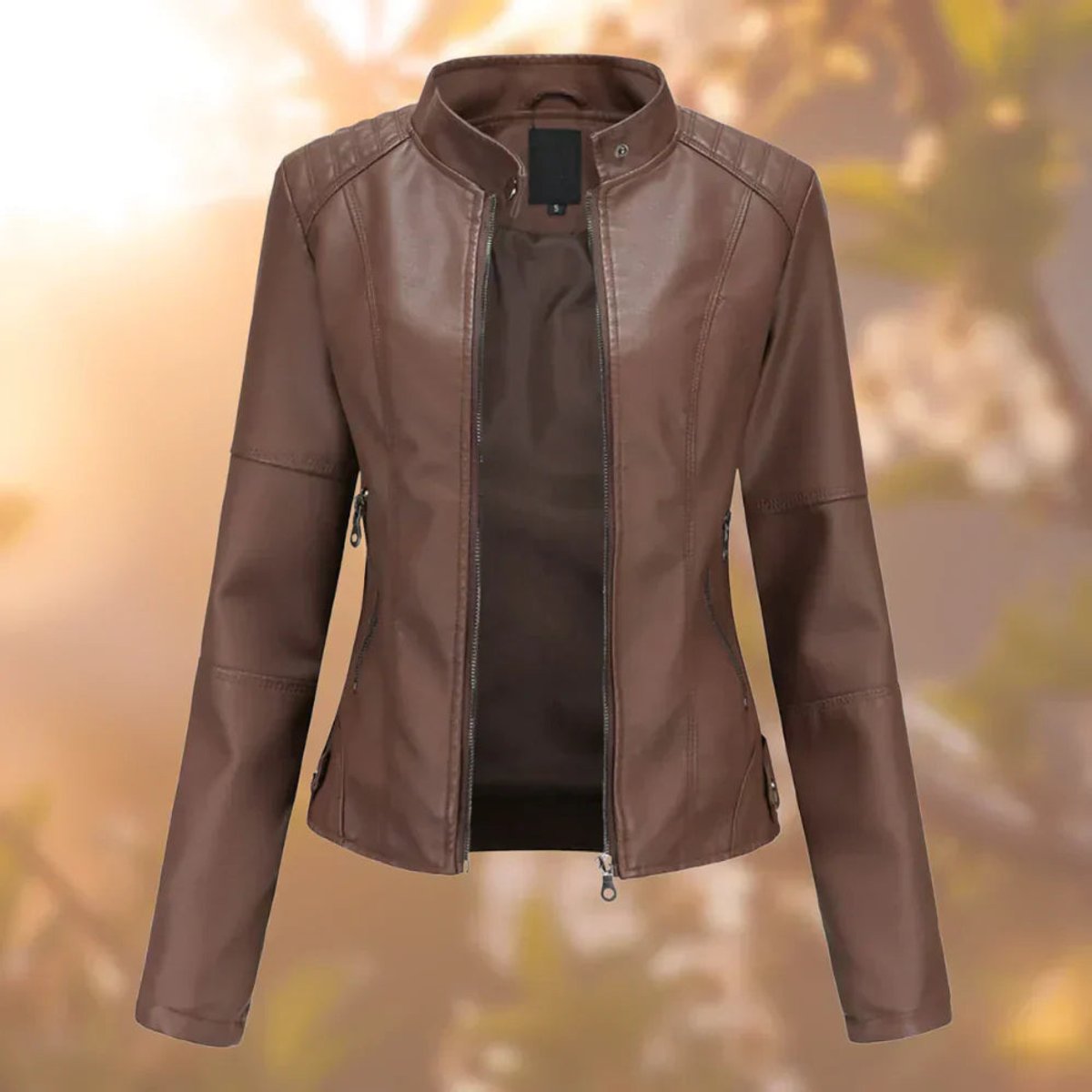 Abril | Chaqueta biker para mujer de polipiel con cremallera