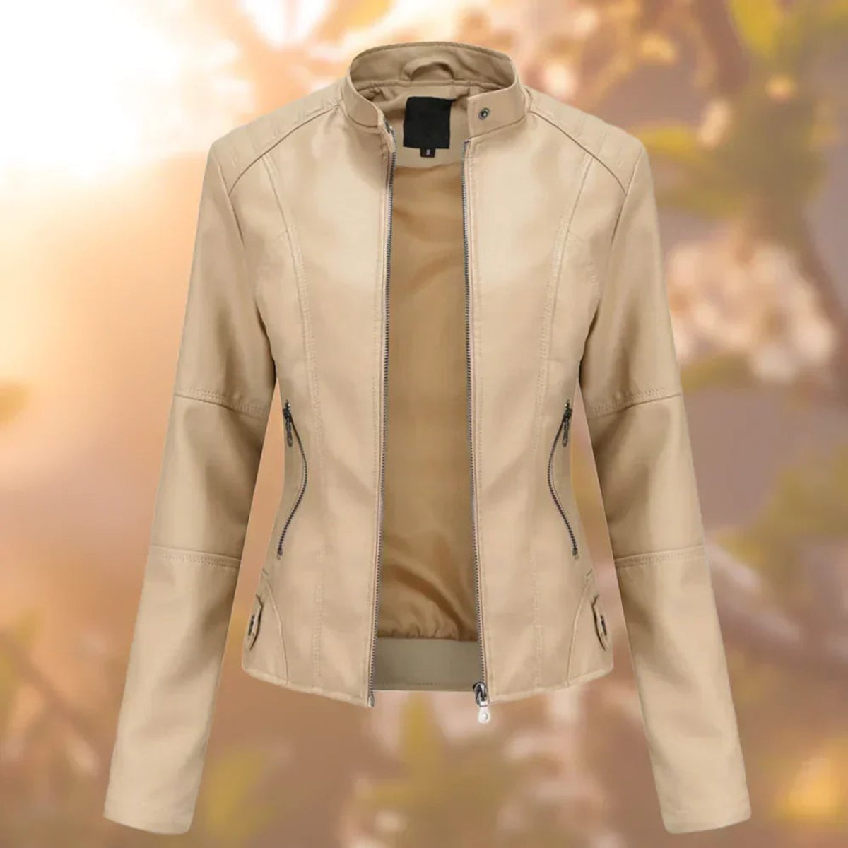 Abril | Chaqueta biker para mujer de polipiel con cremallera