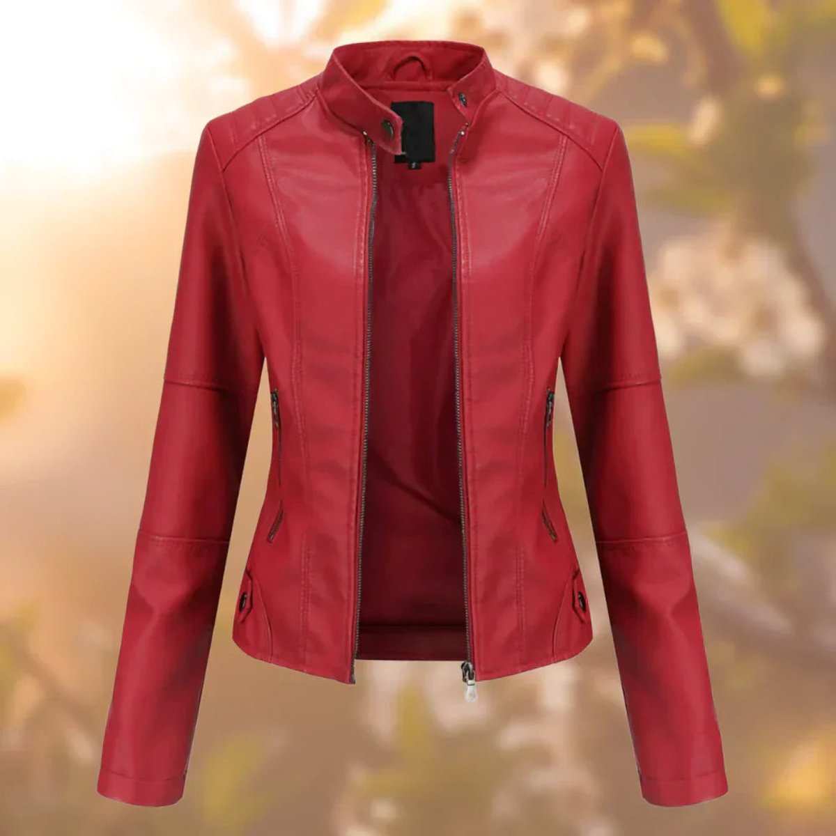 Abril | Chaqueta biker para mujer de polipiel con cremallera