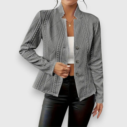 Jocelyn | Cárdigan de punto para mujer con cuello alto y botones