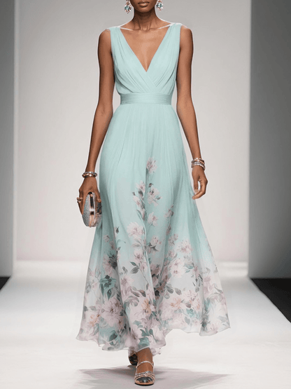Umara | Floral print chiffon maxi summer dress