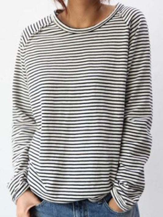 Carolina | Camiseta de manga larga con rayas y cuello redondo