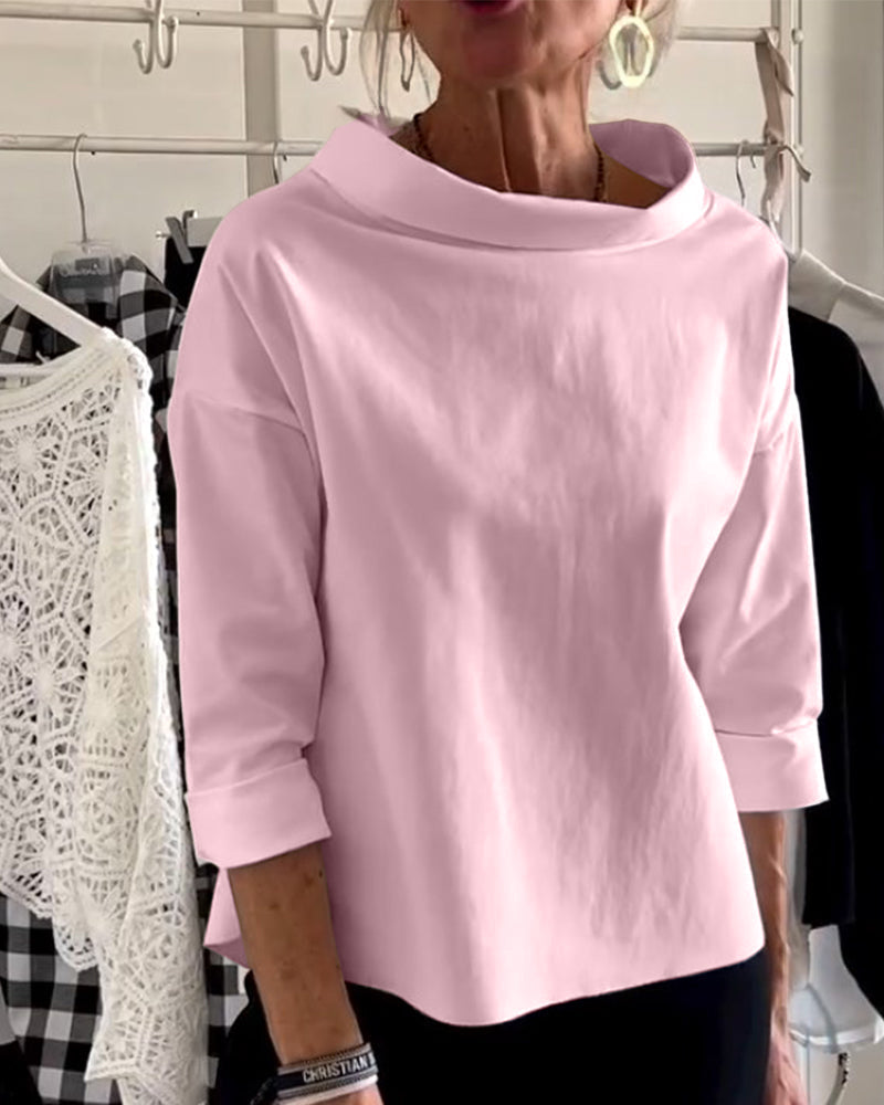 Xaviera | Top de punto para mujer con cuello barco y manga tres cuartos | Cómodo
