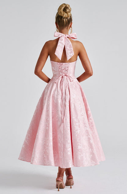 Brinella | Vestido midi estilo halter con escote elegante para mujer
