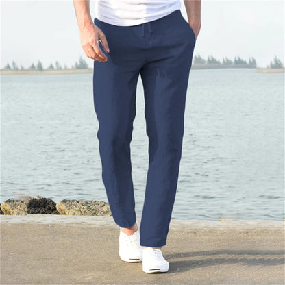 Felipe | Pantalón de lino para hombre con cordón y corte recto