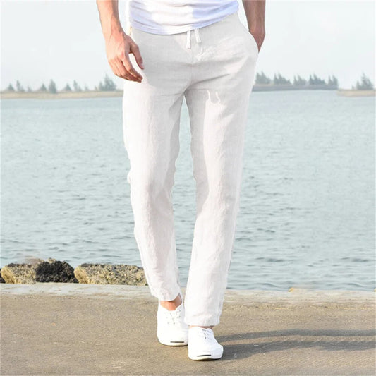 Felipe | Pantalón de lino para hombre con cordón y corte recto