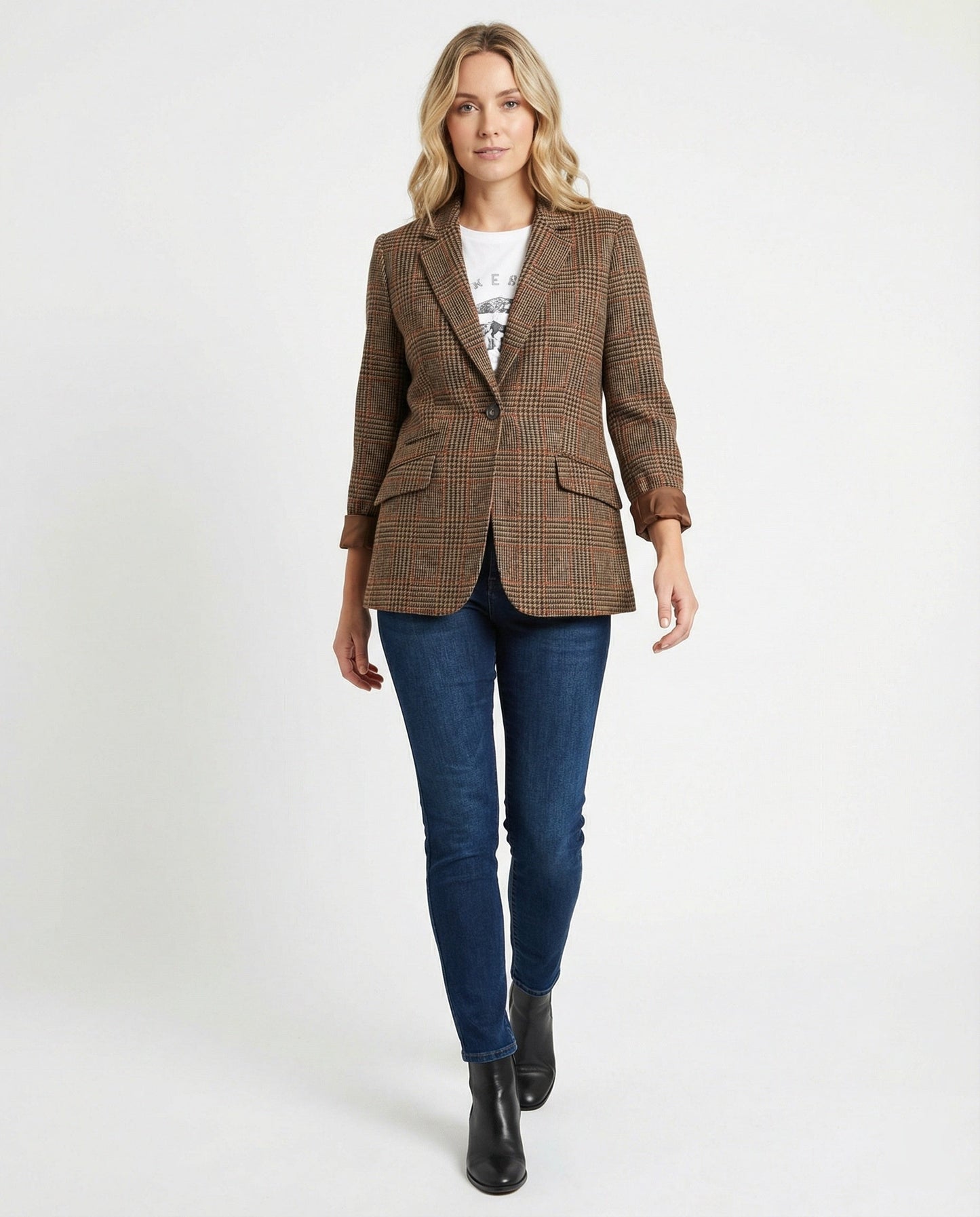 Griselina | Blazer para mujer a cuadros con un botón | Estructurado