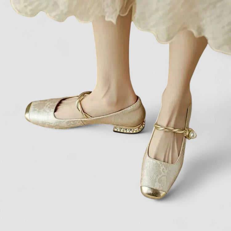 Nina | Zapatos bailarinas de primavera con tira de perlas para mujer